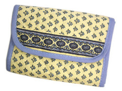 Provencal fabric wallet (Lourmarin. white x blue)
